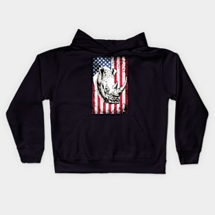 Patriotic Rhinoceros American Flag Kids Hoodie